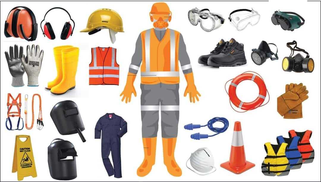 HALF GAS MASK, HANDHELD WELDING SHIELD/MASK, WET FLOOR SIGN, WEARPACK SAFETY MODEL COVERALL, PERSONAL PROTECTIVE EQUIPMENT, EARBUD, TRAFFIC, CONERING LIFE BUOY