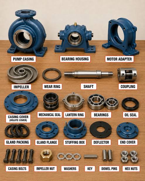 IMPELLERS, SHAFTS, WEAR RINGS, SHAFT SLEEVES, MECHANICAL SEALS, GLAND PACKING, AND PUMP BEARINGS